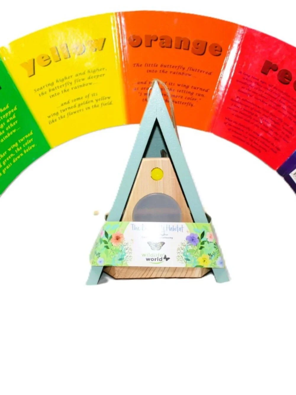 NWT The Butterfly Habitat Feeder Made of Wood by Wildlife World~Includes a Book